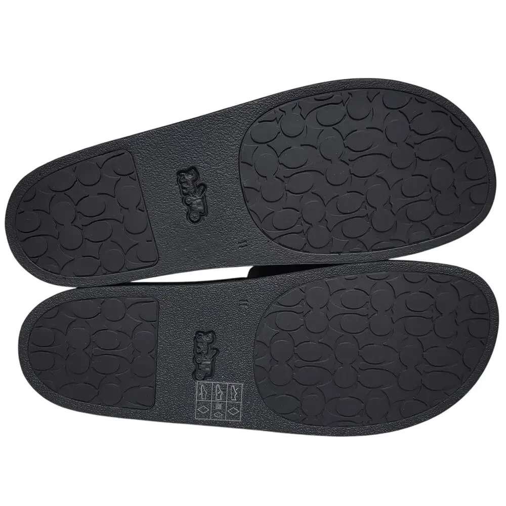 Coach Men Signature Coated Canvas Pool Slide Size US 11D Charcoal Black